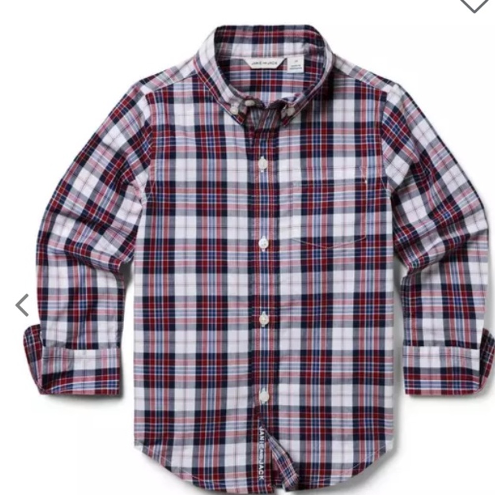 Janie and Jack TARTAN POPLIN SHIRT